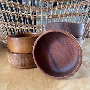 Superb set of 6 vintage Baribocraft solid teak wood bowls.